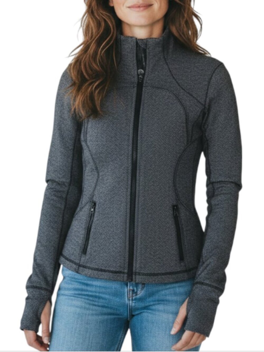 LULULEMON Forme Coco Pique Jacket Sz 8 Black Stretch Athletic Outdoor Yoga Gym